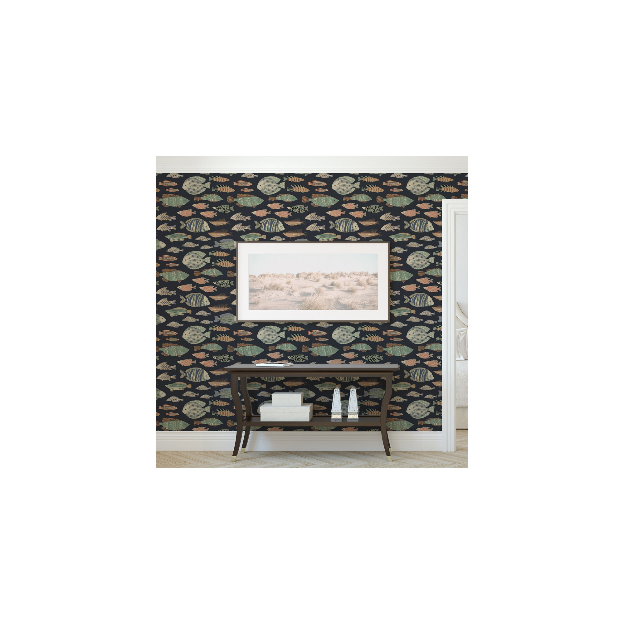 Marine Fish Peel And Stick Wallpaper, Nightfall