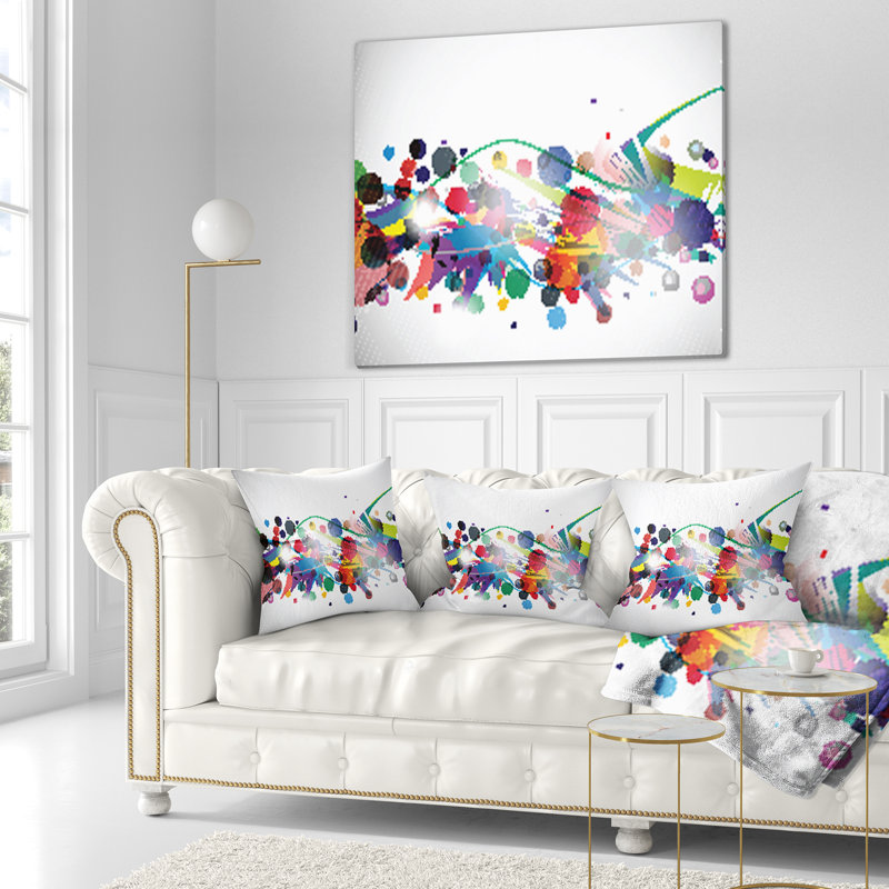 Cercles et formes colorés - Coussin décoratif imprimé abstrait, 16 po x 16 po, Carré