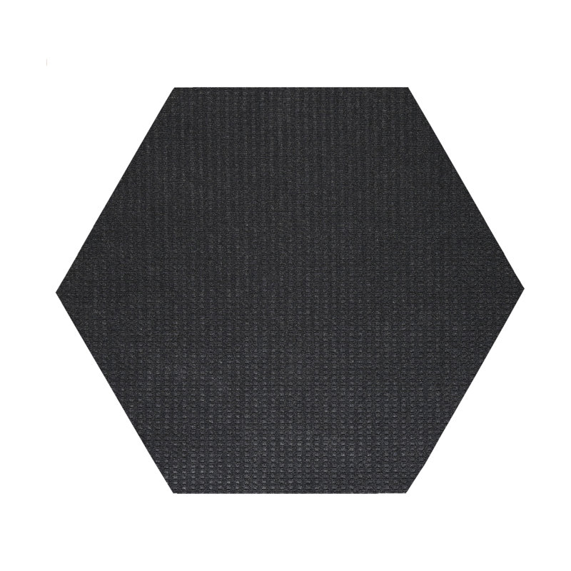 Tapis intérieur / extérieur noir tissé à la machine Estivalis, Hexagone 10 pi