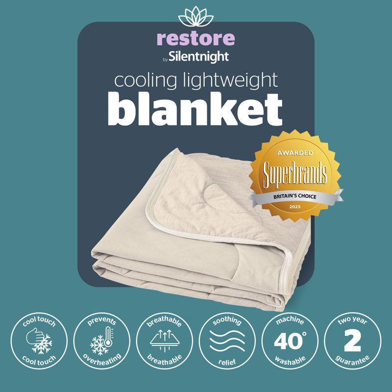 Silentnight Restore Lightweight Cooling Throw, Natural, 178cm L x 152cm W 