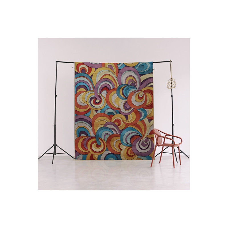 Multi Color Wavy Spiral Pattern Creative Modern Decorative Machine Washable Area Rug, Runner 4'11" x 9'10"