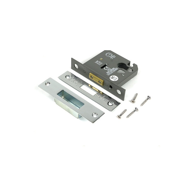 Polished Chrome 3" Euro Profile Dead Lock, Polished Chrome
