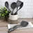 Oster Ridgecrest 2 Piece Silicone Kitchen Tool Serving Spoon and Turner Set in Gray