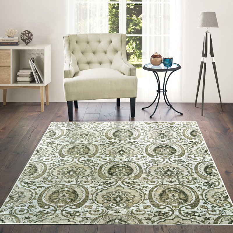 Tapis oriental olive / crème Hudson Oaks, Rectangle 10 pi x 14 pi