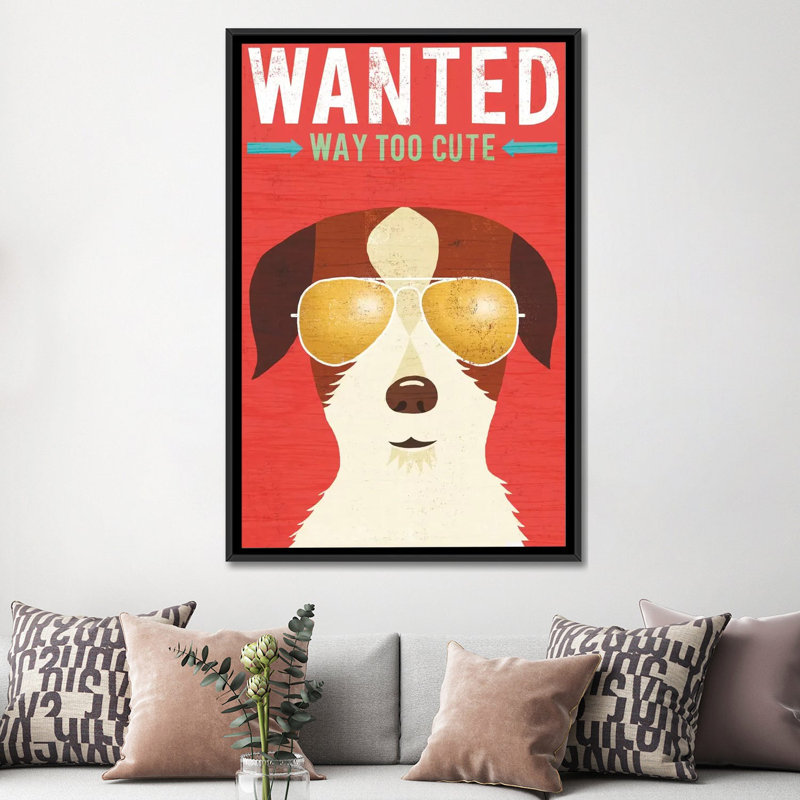 «Beach Bums Series: Terrier II», impression sur toile, H 26 po x l 18 po x P 1,5 po, Toile avec cadre noir, Pas de tapis