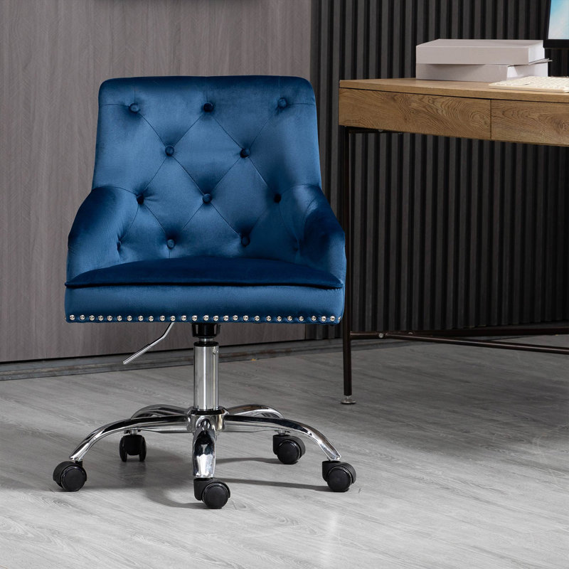 Tripp Velvet Office Chair, Navy