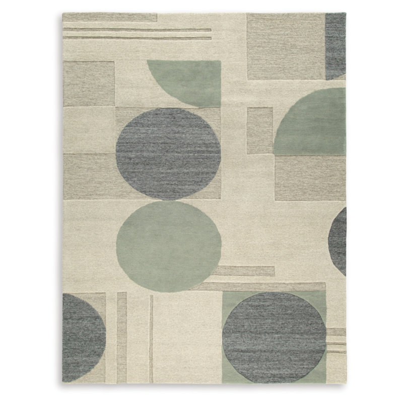 Handmade Tufted Linen Blue Green Wool Cotton 5' x 7' Rug