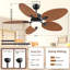 50" Tropical 5 Blade Dimmable Ceiling Fan With Led Lights And Remote Control-1897808962