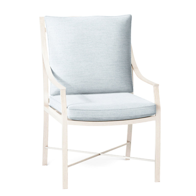 Monaco Patio Dining Armchair with Cushions, Slate Gray, Paper Sky, Welt