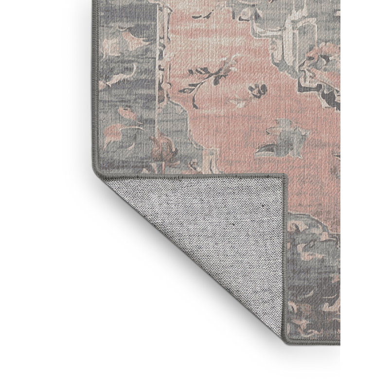 Machine Washable Gray Area Rug, Square 4'
