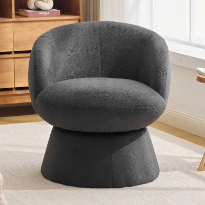 Fauteuil pivotant en chenille, style tonneau, avec piètement cylindrique à deux niveaux inspiré d'un champignon, fauteuil de coiffeuse rembourré et doux pour chambre ou salon