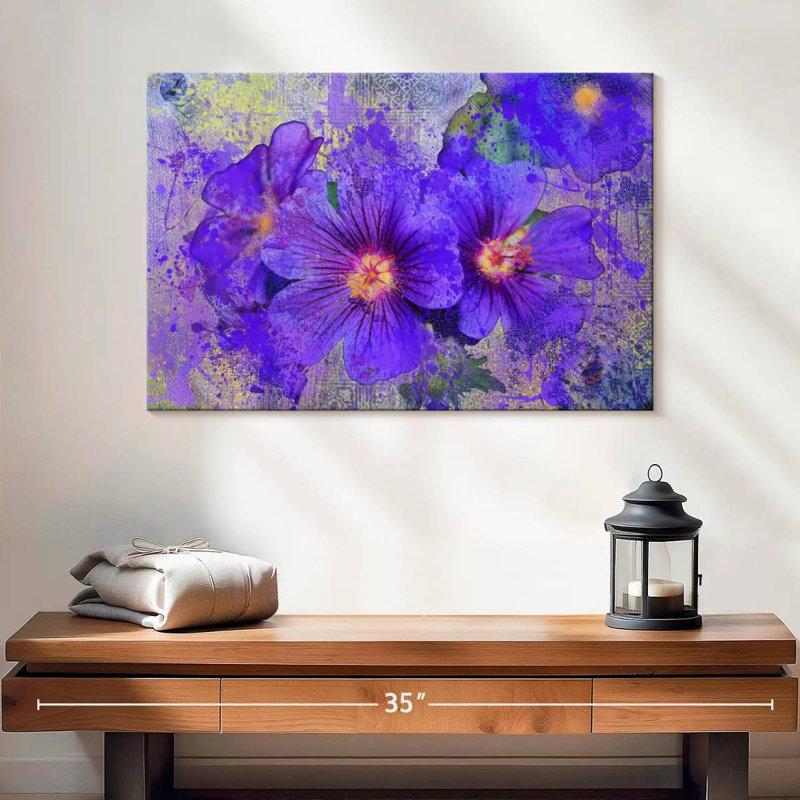 Fleurs mauves Harnek, H 16 po x l 24 po