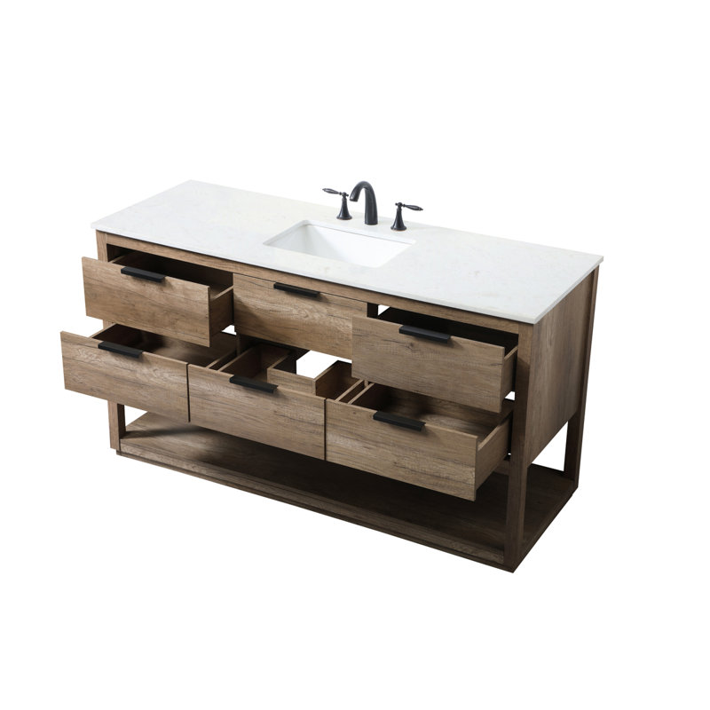 Ensemble de meuble-lavabo simple 60 po Felicity, Chêne naturel
