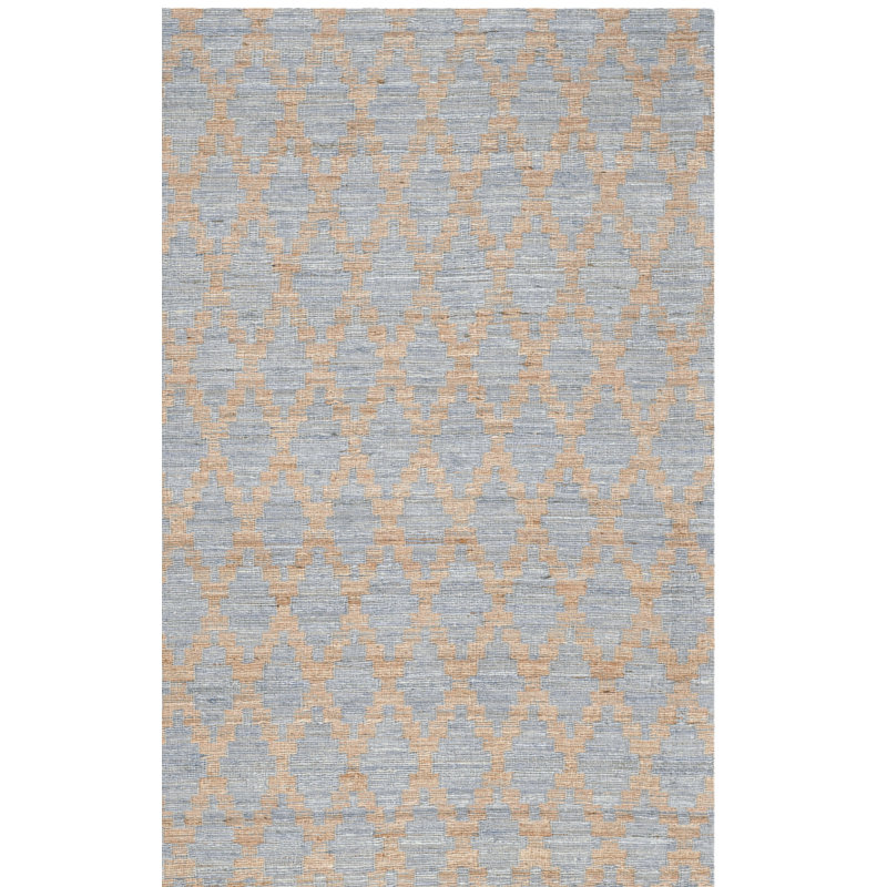 Montserrat Hand Woven Jute/Cotton Geometric Rug in Light Blue/Gold, Rectangle 9' x 12'