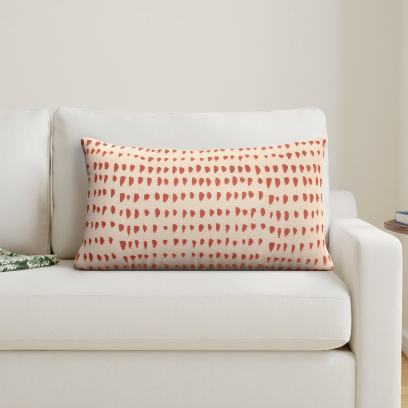 Fabray Embroidered Lumbar Pillow, Coral/Natural