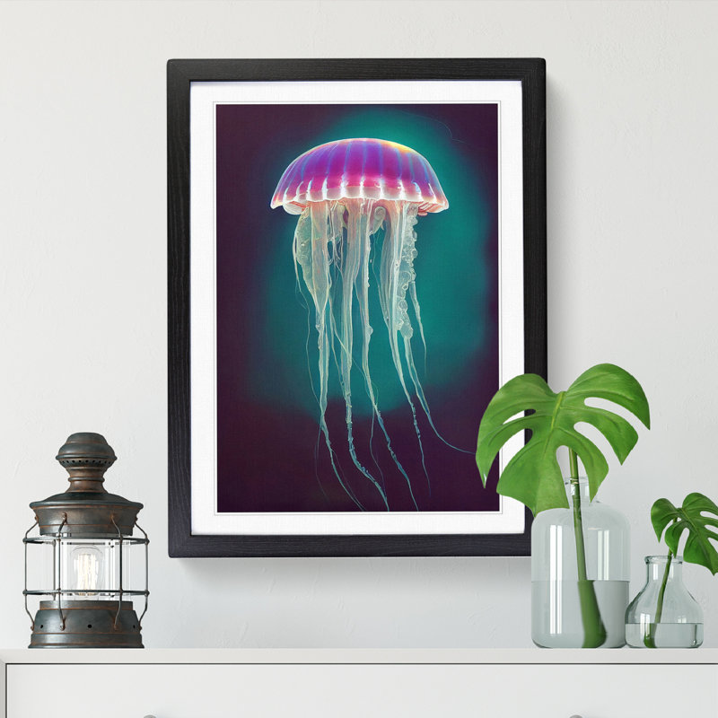 Lennetta Jellyfish Vol.3 - Picture Frame Print, 46cm H x 2cm W x 3cm D, Walnut