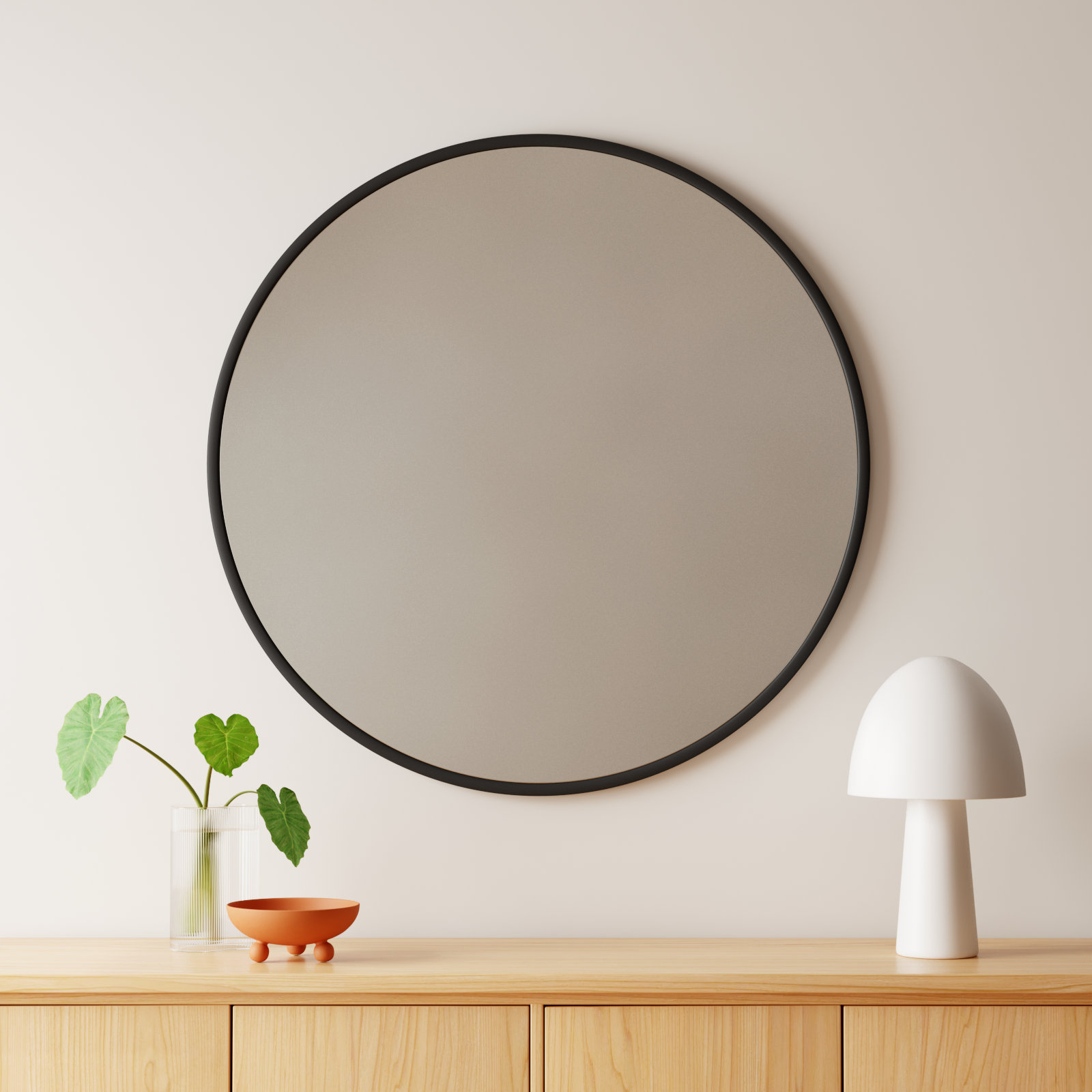 Sabine Metal Round Wall Mirror, Black, 28" x 28"