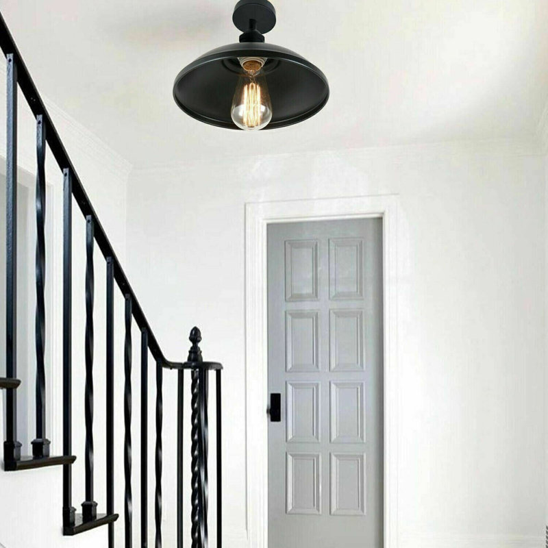 Hana Semi Flush Mount, Black, Yellow Brass