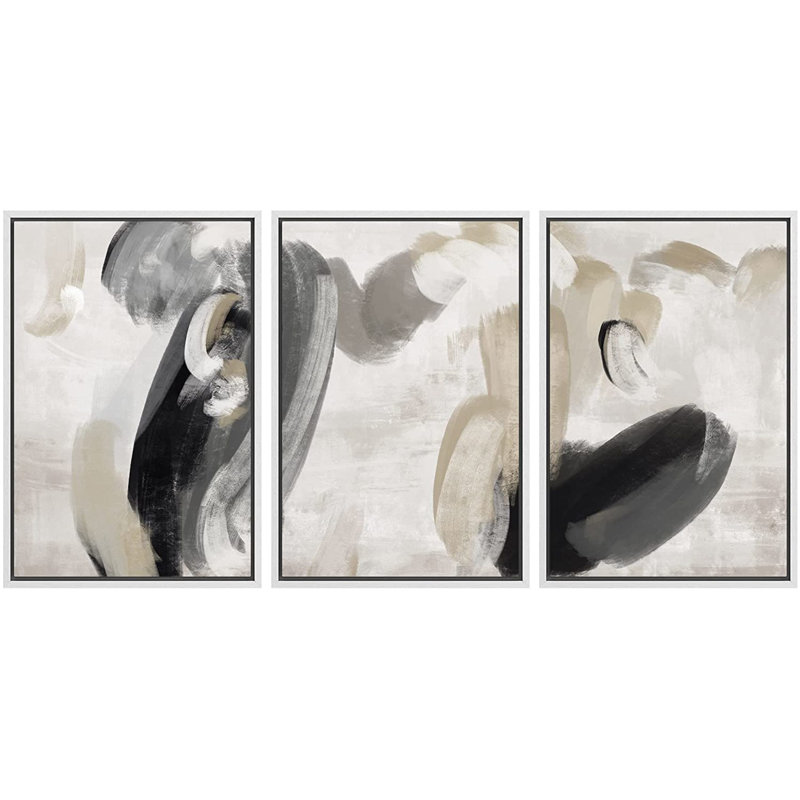 Ensemble de 3 reproductions sur toile, H 24 po x l 32 po x P 1,5 po, Blanc