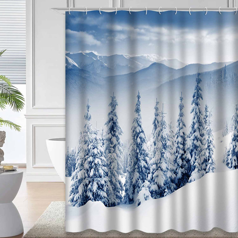 Beautiful Winter Snow Trees Landscape Shower Curtain with 12 Hooks, L 72 po x l 84 po