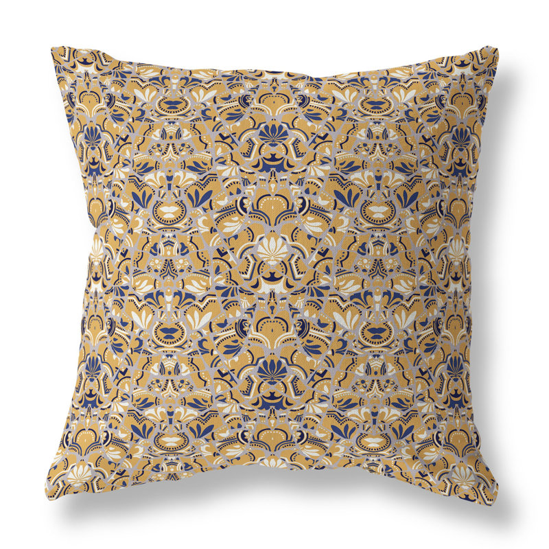 Coussin Wildflower Lagoon, H 16 po x l 16 po, Bleu / orange / multicolore