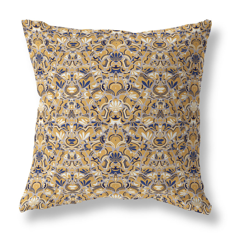 Coussin Wildflower Lagoon, H 16 po x l 16 po, Bleu / orange / multicolore