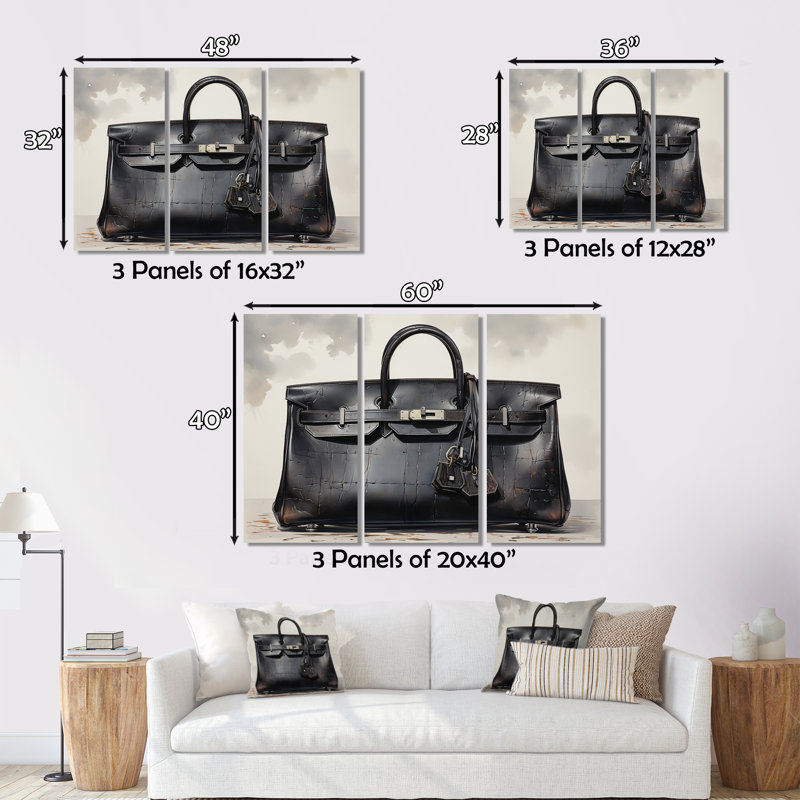 Balenciaga monochrome 3 sur toile, reproduction de 3 pièces, H 28 po x l 36 po x P 1 po