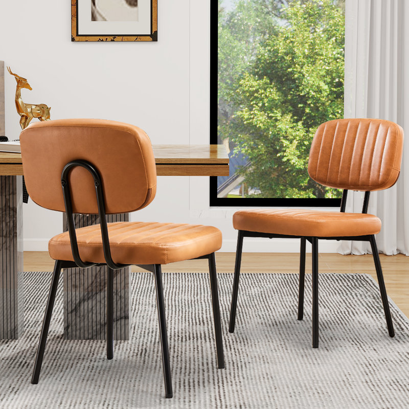 Dining Chairs, Upholstered Mid Century Modern Kitchen Dining Room Accent Chairs, Brown, 6