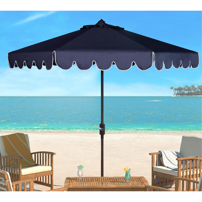 Parasol de marché 8,4 pi Pedrick, Bleu marine/blanc