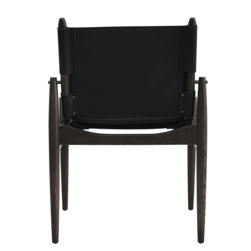Journey Leather Dining Chair, Crystal Black, Saddle Leather Black, Natural Oak