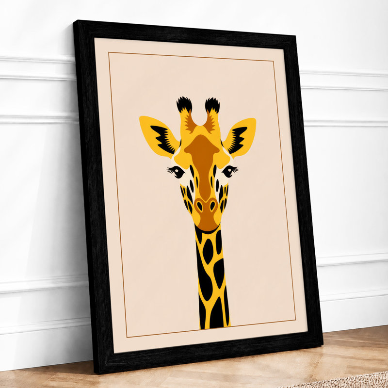 Geometric Giraffe Modern 1 Piece Single Picture Frame Wall Art, A3 - 42.0 x 29.7 cm, Black