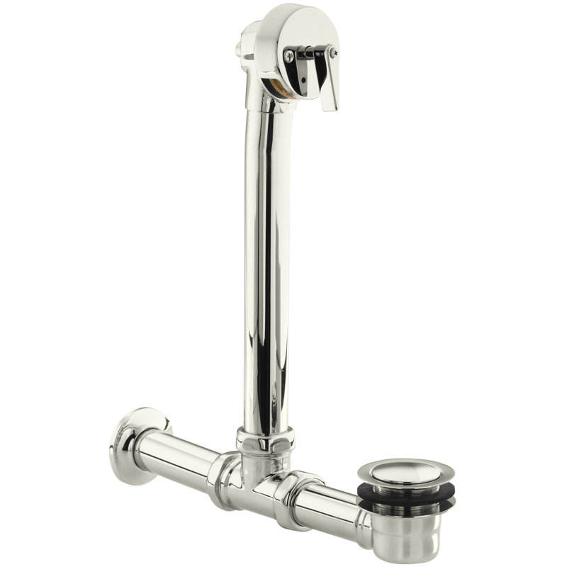 Iron Works™ Exposed Bath 1.5" Leg Tub Drain with Overflow, Vibrant Polished Nickel
