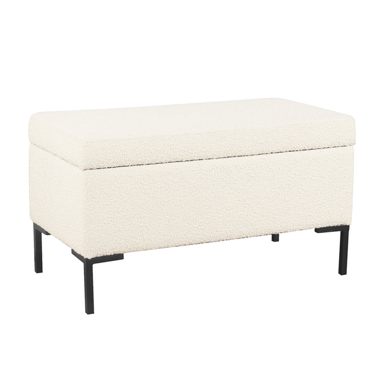 Briony Upholstered Flip Top Storage Bench, Cream Boucle