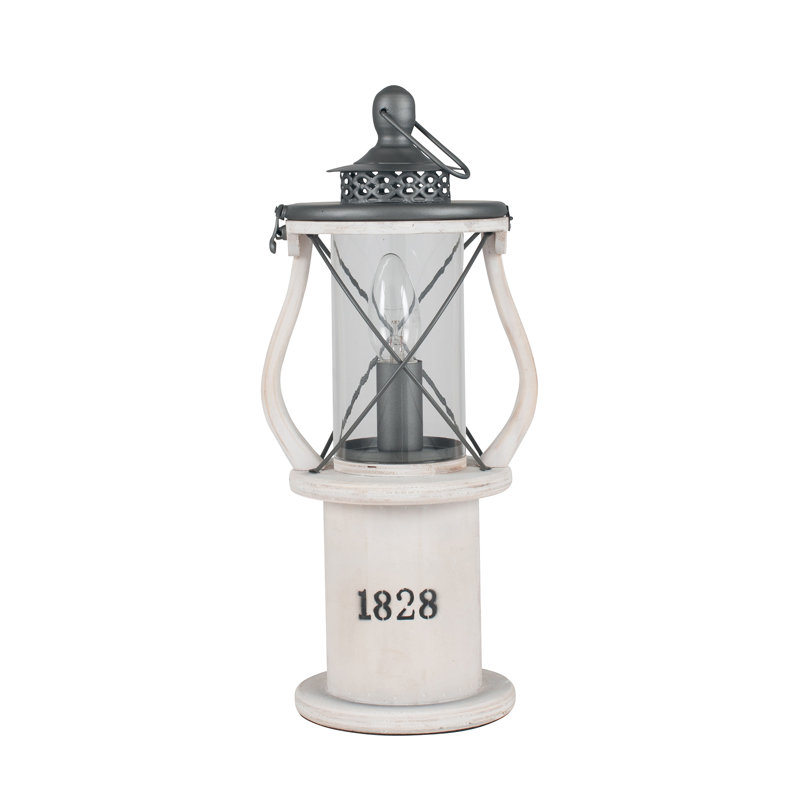 Aleah Wood Table Lamp, White