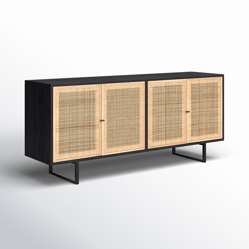 Carmel Sideboard, Black Wash with Natural Cane