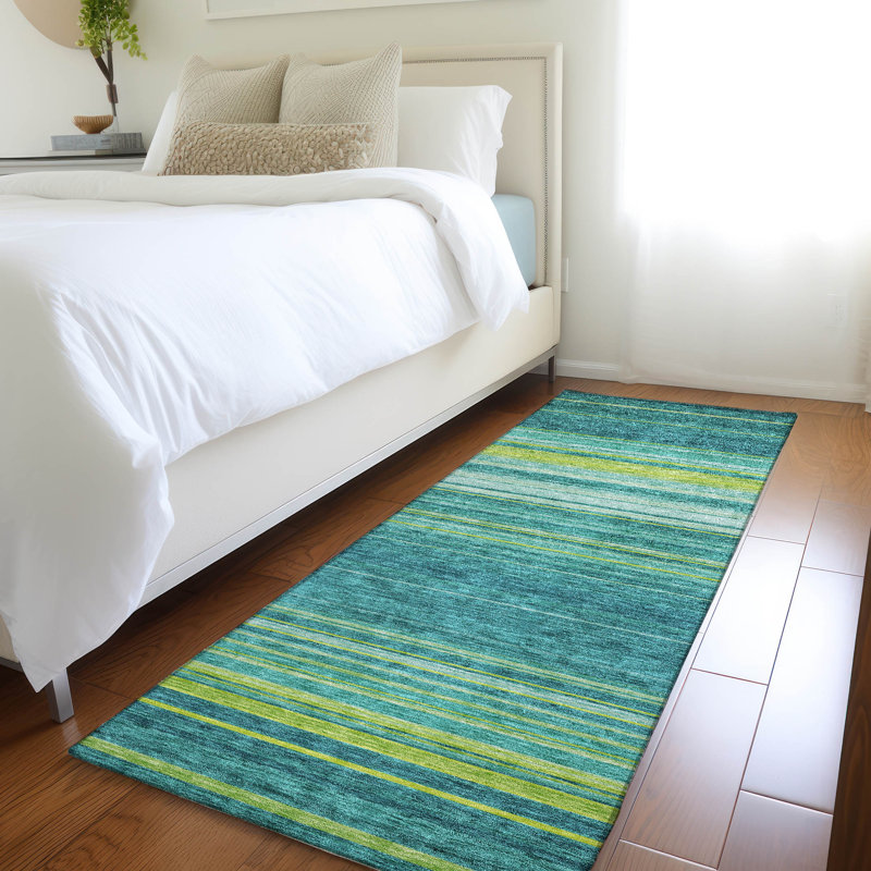 Premium Machine Washable Prisco Teal Rug, Runner 2'3" x 7'6"