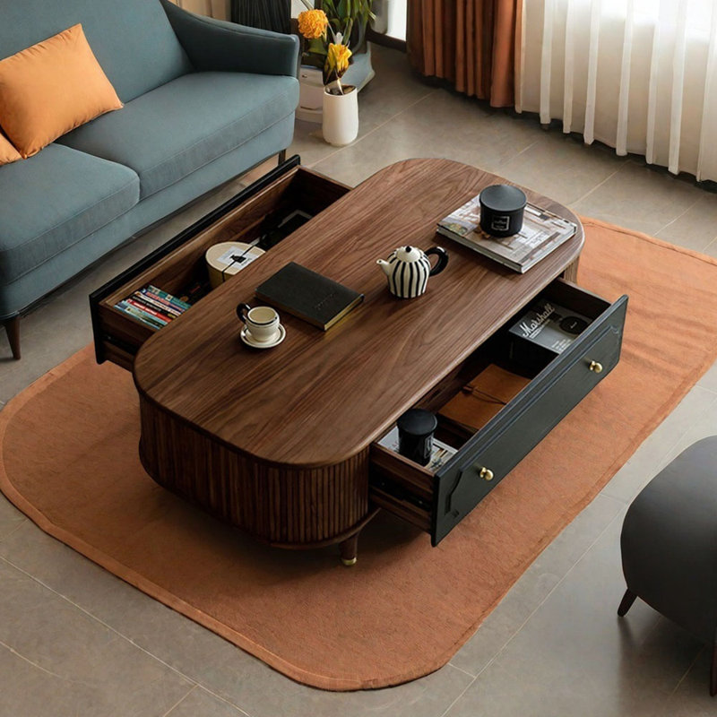 Table basse noire en noyer, H 15,74 po x L 39,37 po x l 23,62 po