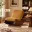 Chaise berçante en velours côtelé jaune, base en bois massif, fauteuil oscillant d'intérieur rembourré