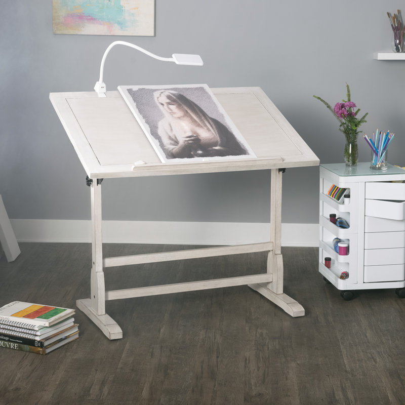 Table à dessin Gumesindo, H 36 po x l 42 po x P 30 po, Blanc bord de mer délavé