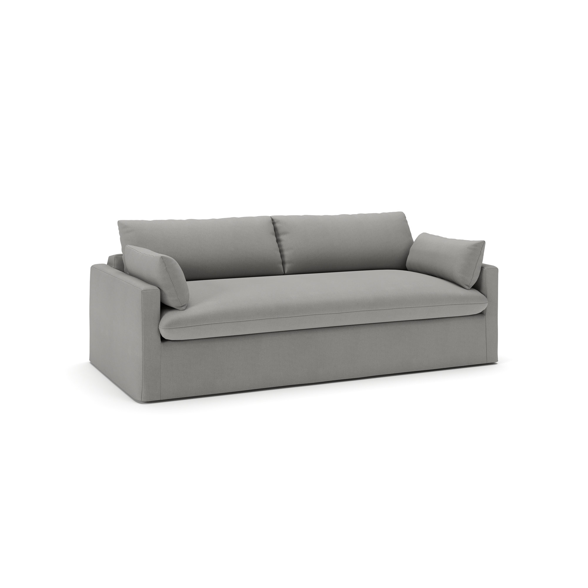 Luna Slipcovered Queen Sleeper Sofa, Bayou Light Gray Canvas