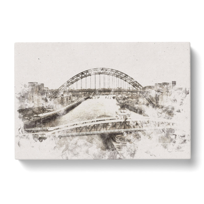 Tyne Bridge Linking Newcastle - Wrapped Canvas, 40cm H x 60cm W x 3cm D