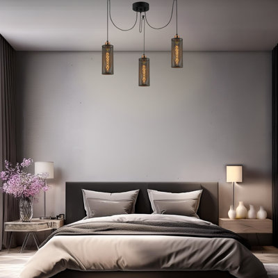 Adjustable Height 3 Lights Metal Body Chandelier