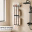 3-Tier Black Metal Bathroom Towel Holder, Wall Mounted Storage Rack with Top Mesh Shelf for Rolled Towels, Rust-Resistant Single