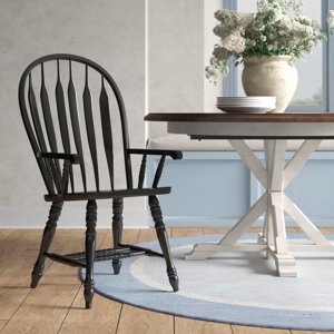 Haldan Solid Wood Windsor Back Arm Chair black Overall 41'' H X 21.5'' W X 24'' D Seat 17.5'' H X 21'' W X 17'' D Arms 24'' H X 2.5'' W Overall Product Weight 24 lb.