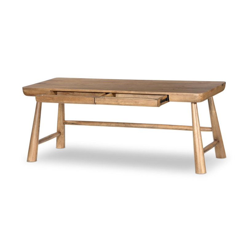 LORIK Solid Wood Writing Desk, Light Brown