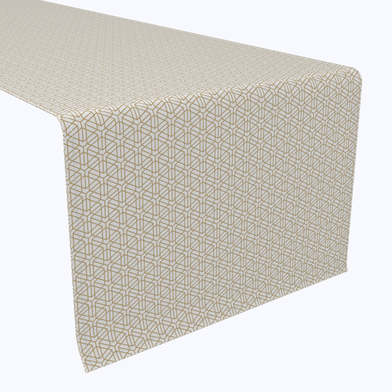 Table Runner, 100% Cotton, 16X108", Geometric Golden Design, 108" L x 16" W