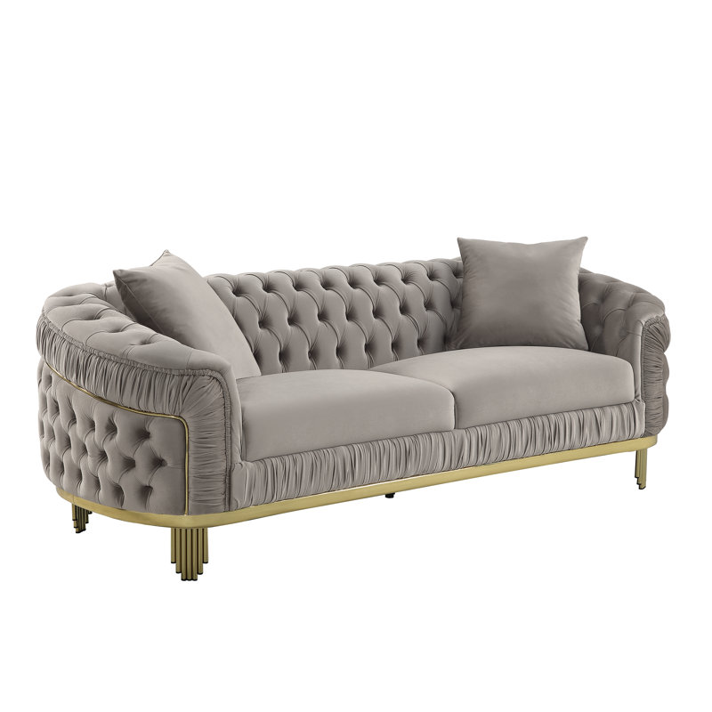 Valorie 92'' Velvet Sofa, Taupe Velvet