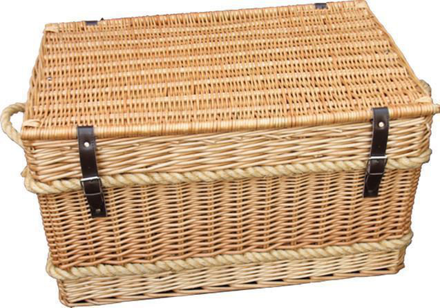 Rope Handled Empty Picnic Basket, 35cm H x 66cm W x 43cm D