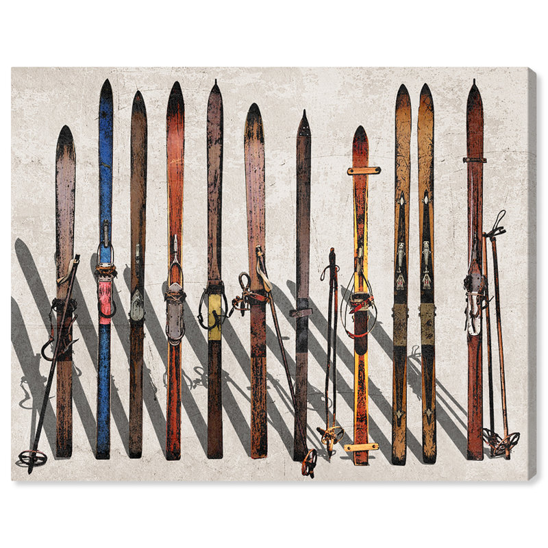 " Sports And Teams Vintage Skis, Modern & Contemporary Brown " by Oliver Gal, 36'' H x 45'' W, Wrapped Canvas
