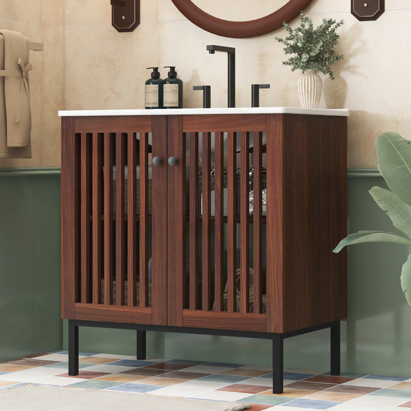 Meuble-lavabo moderne avec 4 pieds en fer